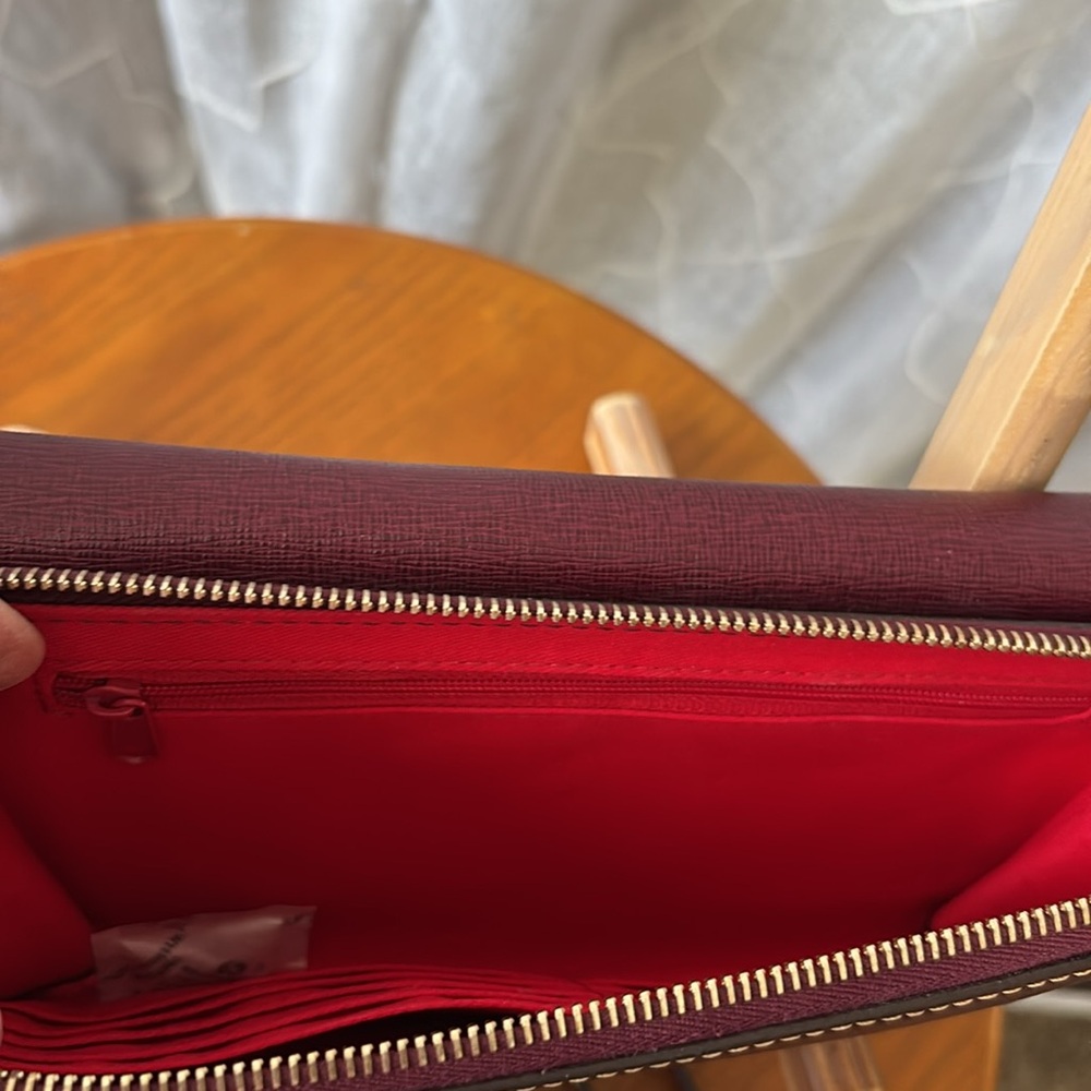 Dooney & Bourke Saffiano Burgundy Leather Crossbody - Picture 7 of 14